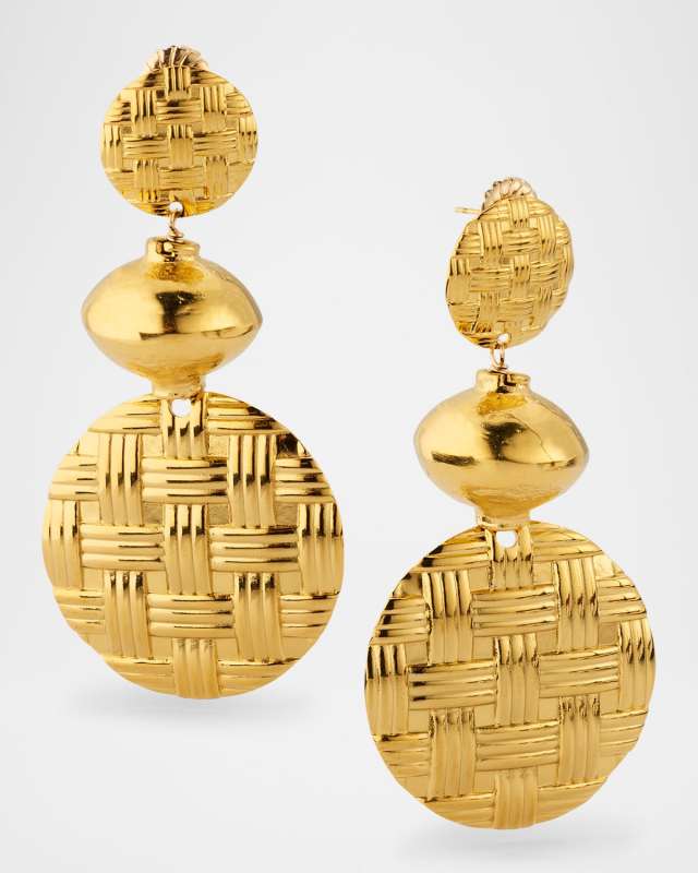 Weaved Gold Drop Post Earrings